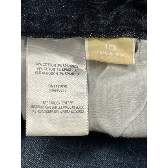 Size 10 Michael Kors Dark Wash Denim Blue Jeans Straight Leg Boot Cut - Picture 2 of 4